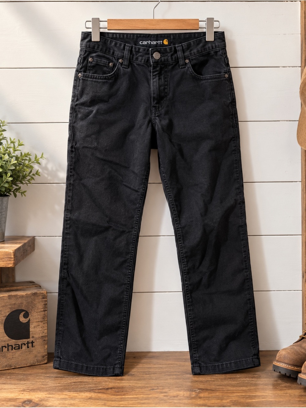 CARTHARTT Kids/Men’s Black Jeans